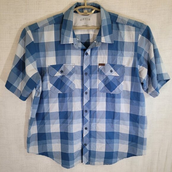Orvis Other - Orvis Short Sleeve Shirt Mens XXL Blue Plaid Button Up Fishing Breathable Casual